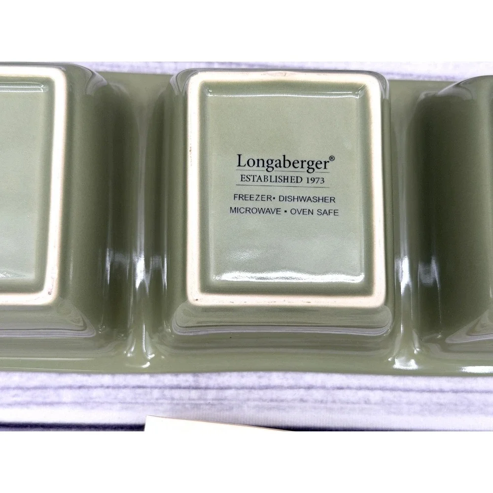 LONGABERGER POTTERY BOTANICAL FIELDS 3 COMPARTMENT‎ DIVIDED DISH - RELISH DISH